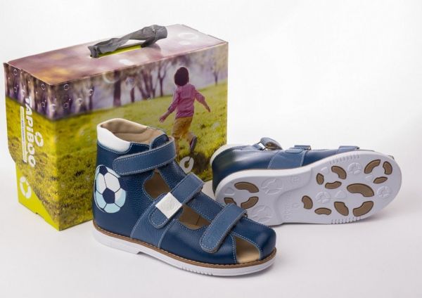 Sandals for children 26008, leather, HOBBY blue/ball