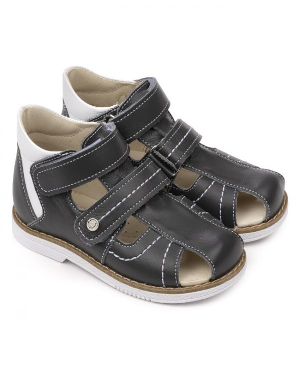 Children's sandals 26033 leather LINEN gray
