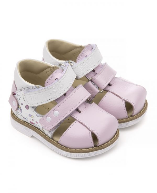 Sandals for children 26038, leather, lilac lilac/pony