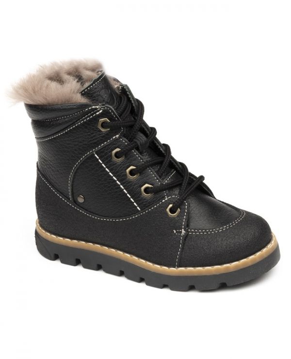 Children's boots fur 23016 leather, STOCKHOLM black