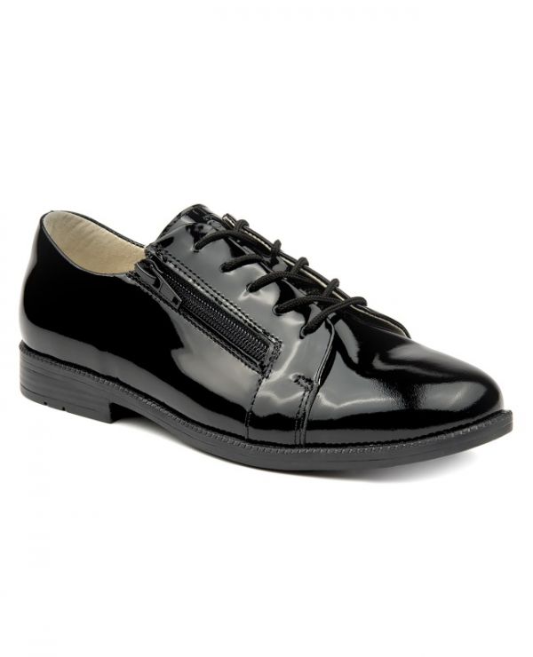 Low shoes for children 24021 leather, tap-dapple black