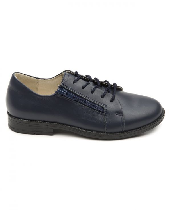 Low shoes for children 24021 leather, LINEN blue