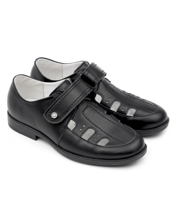 Low shoes for children 24025 leather, STEP black