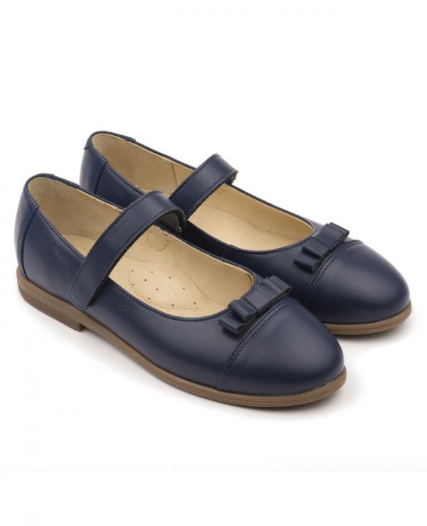 Children's shoes, velcro 25012 leather, LINEN blue