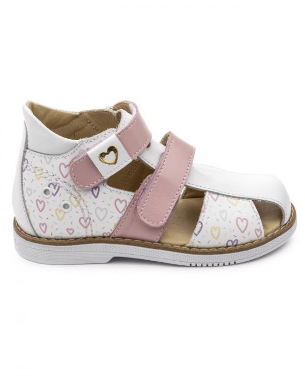 Children's sandals 26004 leather, HOBBY pink/hearts