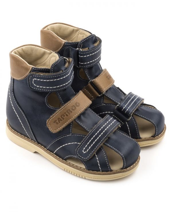 Sandals for children 26012, leather LINEN blue