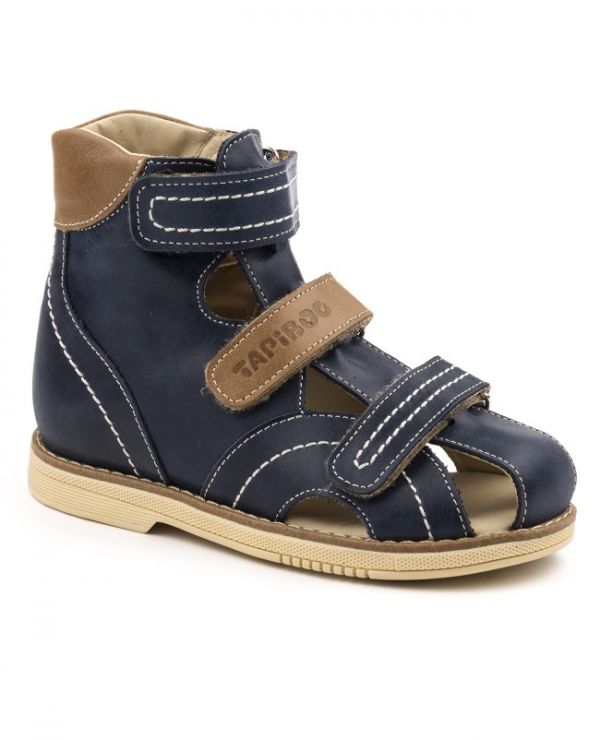Sandals for children 26012, leather LINEN blue