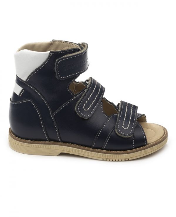 Sandals for children vault 26016, leather, LINEN blue