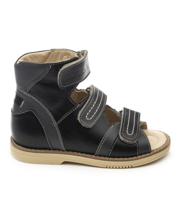 Sandals for children vault 26016 leather, VASILEK black