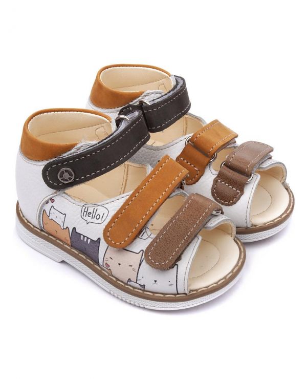 Children's sandals 26036 leather, NARCISS white/cats