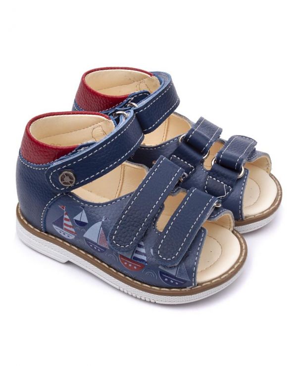 Children's sandals 26036 leather, VASILEK blue/yacht