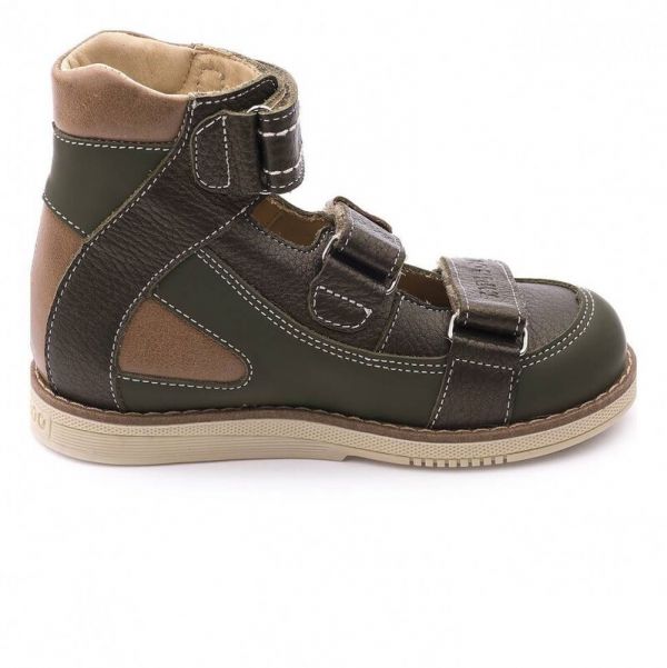 Shoes for children 25011, leather OSOKA green