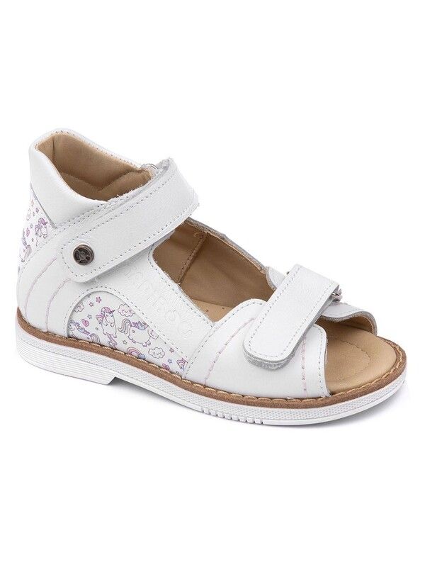 Sandals for children 26026 LILY OF THE VALLEY white/horses