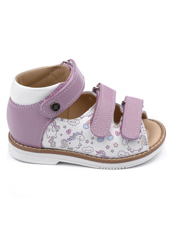 Children's sandals 26036 leather, lilac lilac/horses