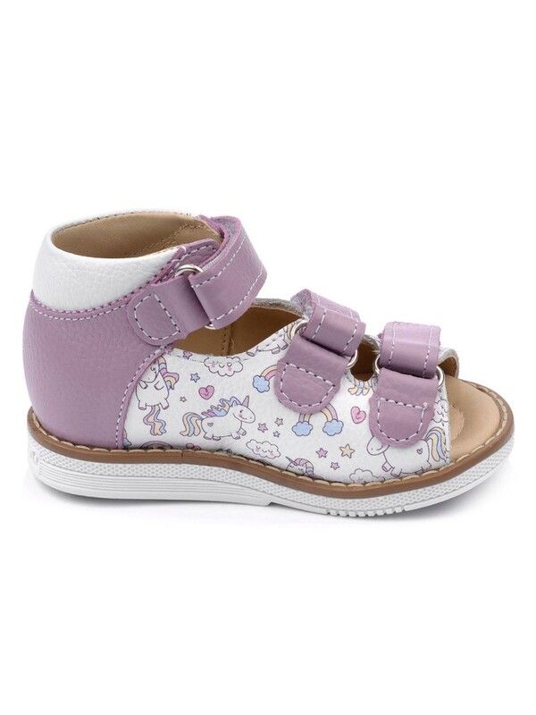 Children's sandals 26036 leather, lilac lilac/horses