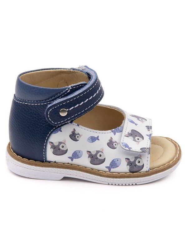 Children's sandals 26011 leather, VASILEK blue/cat