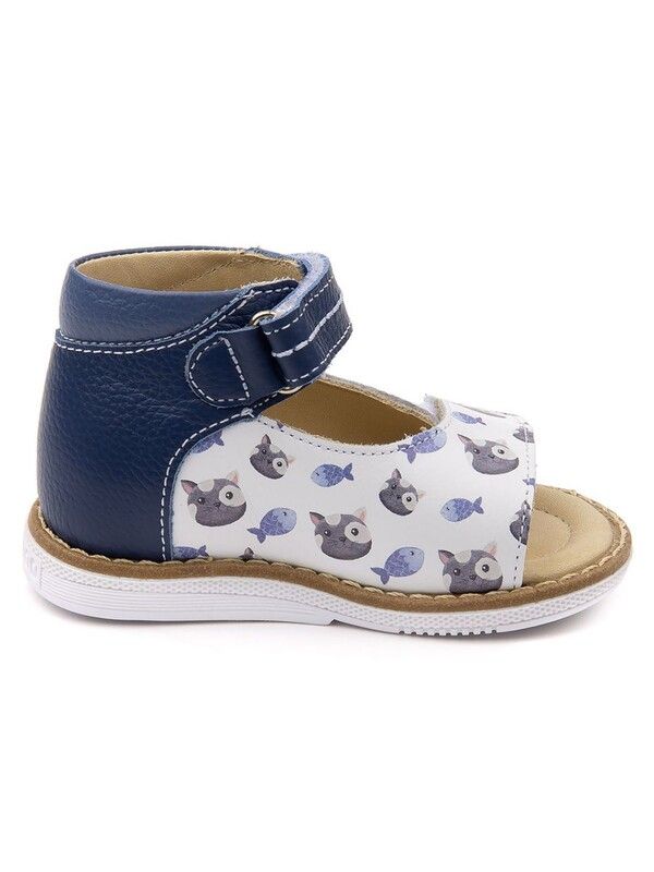 Children's sandals 26011 leather, VASILEK blue/cat