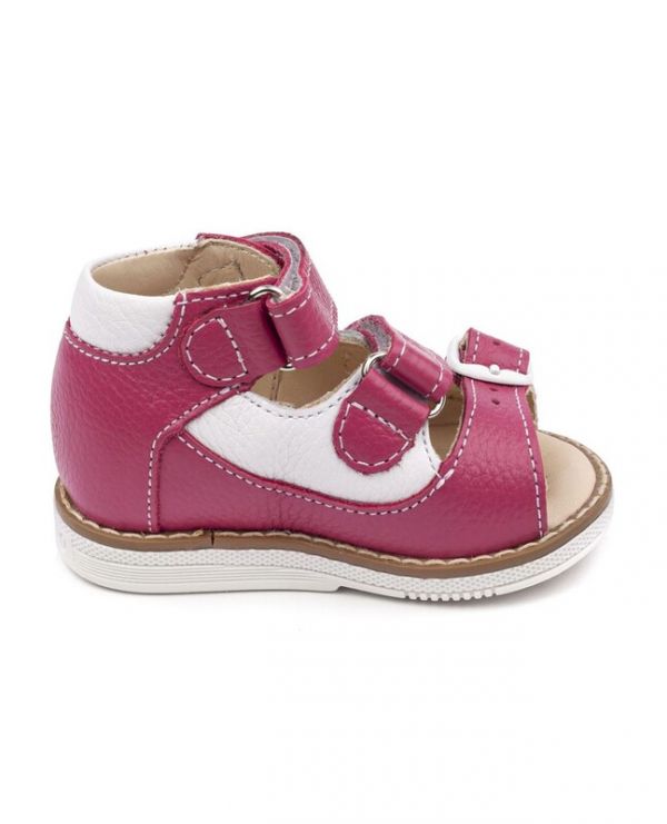 Children's sandals 26037, leather, FUCHIA raspberry