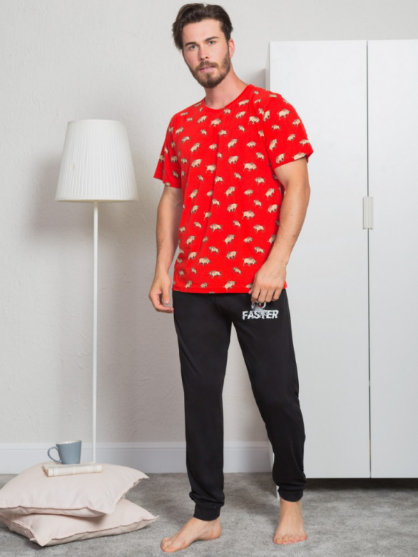 004024 4684 Set with trousers short sleeve ZVERI red