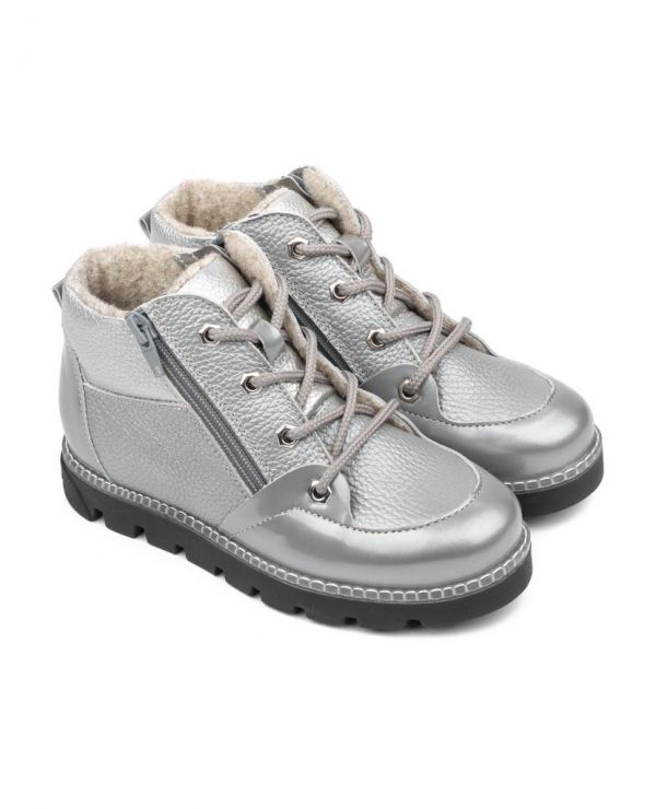Children's boots 23008 leather, LONDON silver