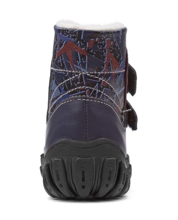 Children's boots 23026 leather, NEW YORK blue/graphics