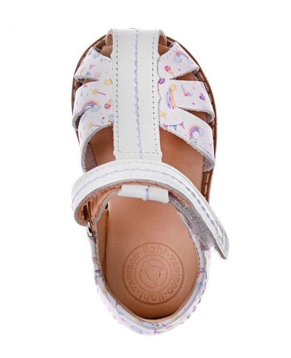 Children's sandals 36001 leather, HOBBY white/rainbow