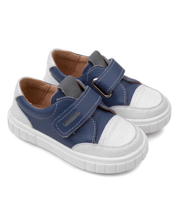 Low shoes for children 34007 leather, VASILEK blue