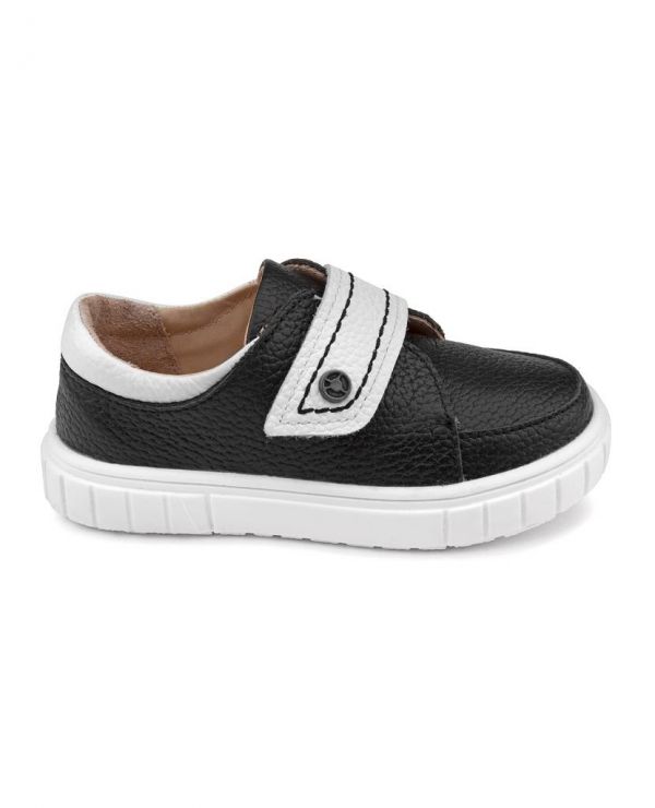 Low shoes for children 34001 leather, VASILEK black