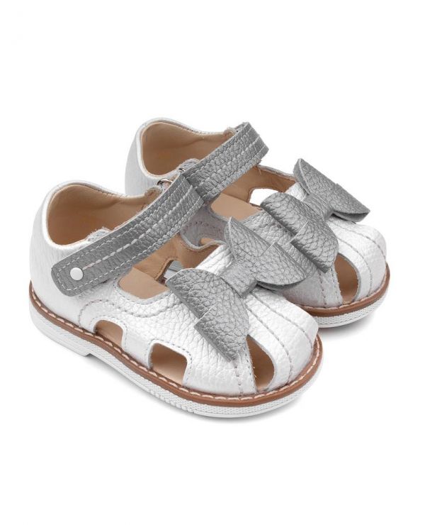 Children's sandals 36002 leather, lily of the valley silvery