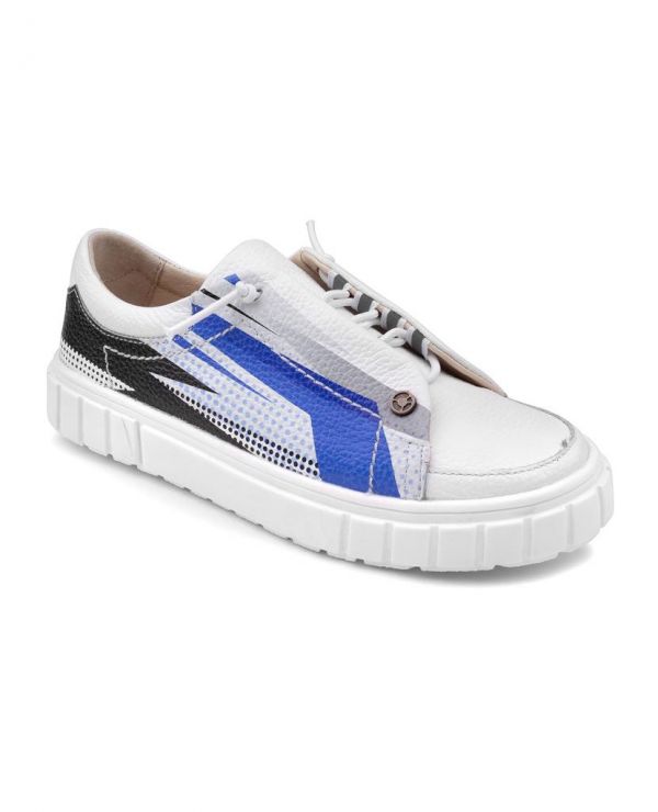 Low shoes for children 34002 leather, HOBBY white/zipper