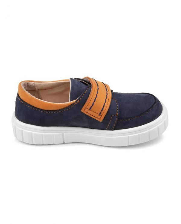 Low shoes for children 34001 leather, IRIS blue