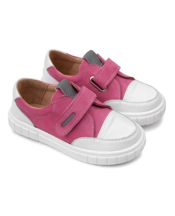 Low shoes for children 34007 leather, FUCHIA raspberry