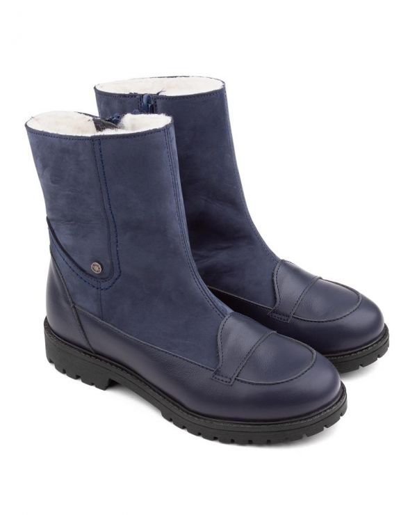 Boots children's wool 23031 leather, NEW YORK blue