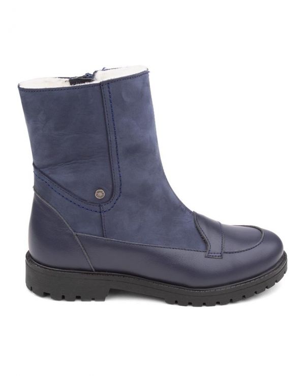 Boots children's wool 23031 leather, NEW YORK blue