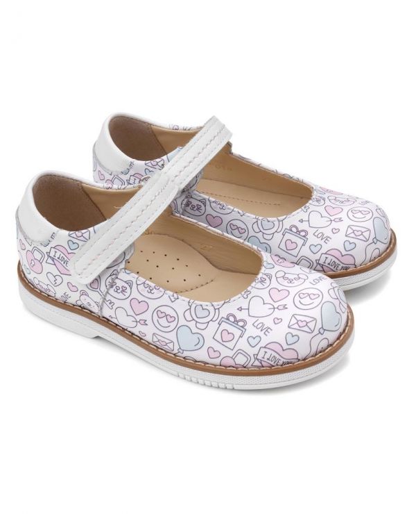 Children's shoes 25018 leather, lily of the valley white/bears