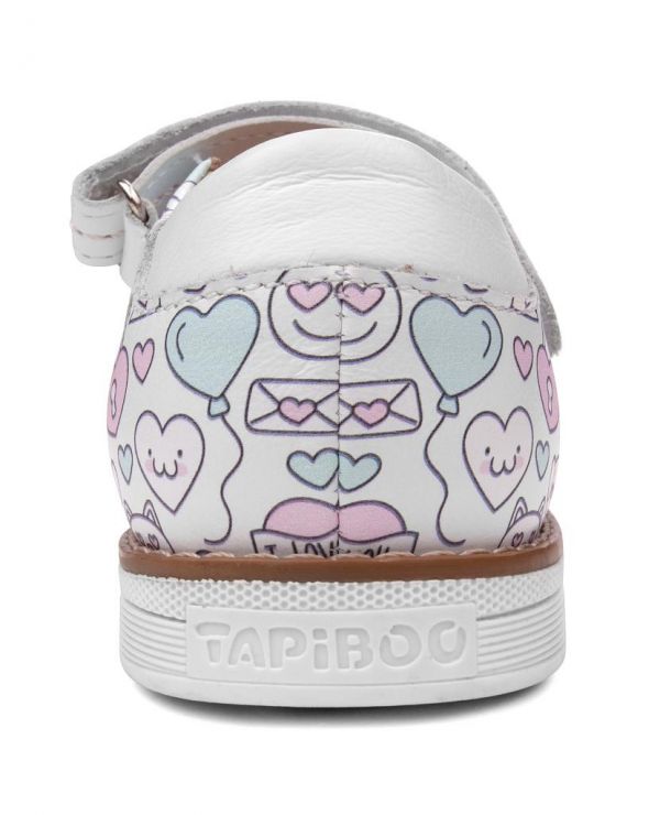 Children's shoes 25018 leather, lily of the valley white/bears