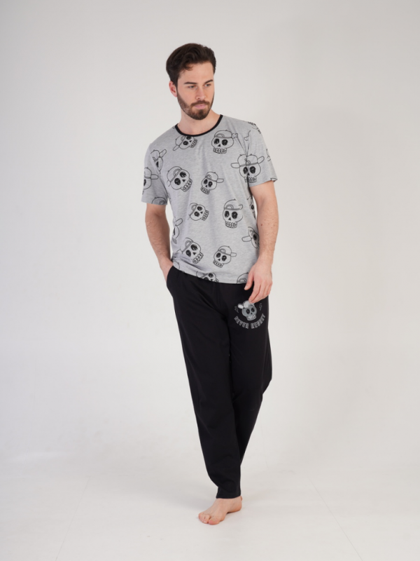 212248 1774 Set with trousers short sleeve SKULL gray