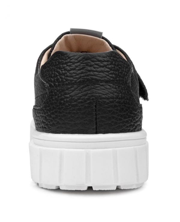 Low shoes for children 34005 leather, LINEN black